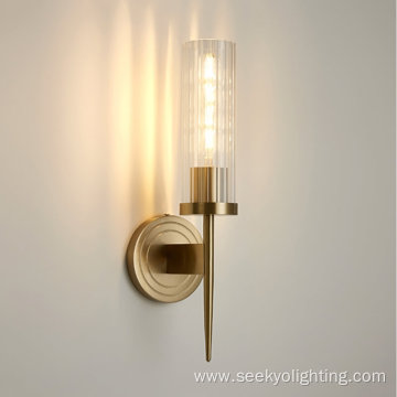 Retro bronzer textured clear glass wall light